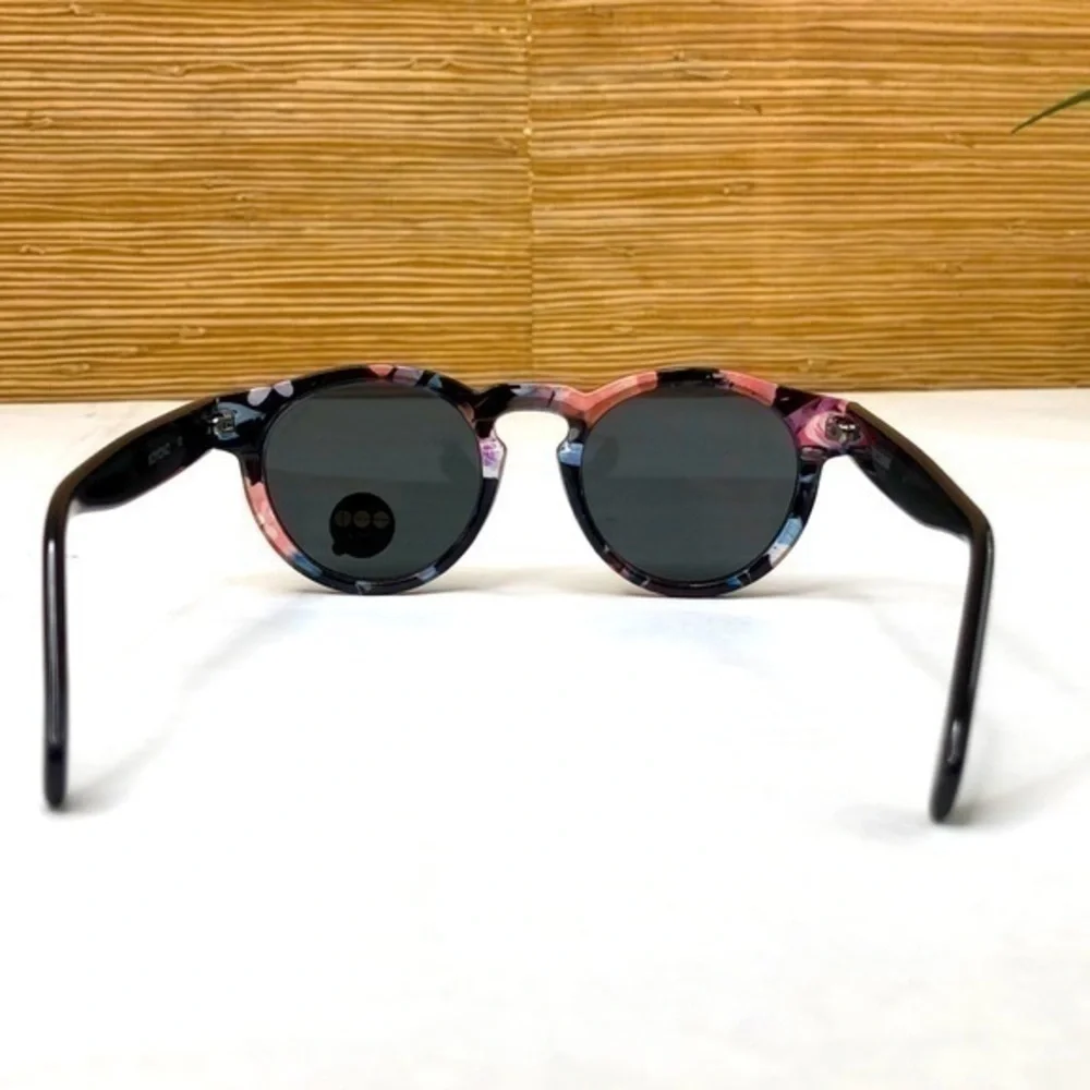 KOMONO Clement Floral Sunglasses NEW pink black round